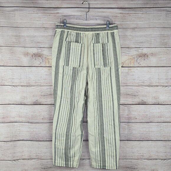 by Anthropologie Beach Trousers Textured Boho High Rise Ankle Pants Large - Picture 5 of 9